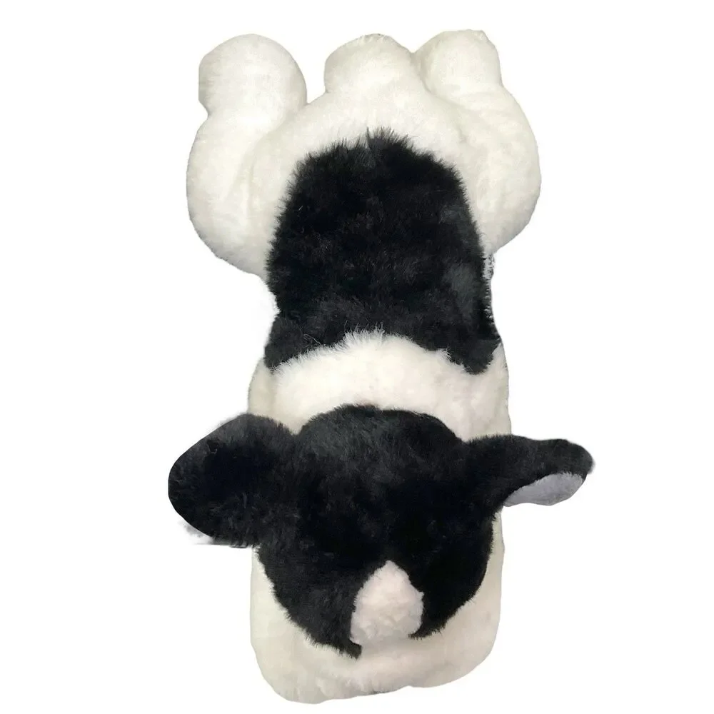 FAO Schwartz Boston Terrier Dog Puppy Laying Down Plush‎ Toy Stuffed Animal